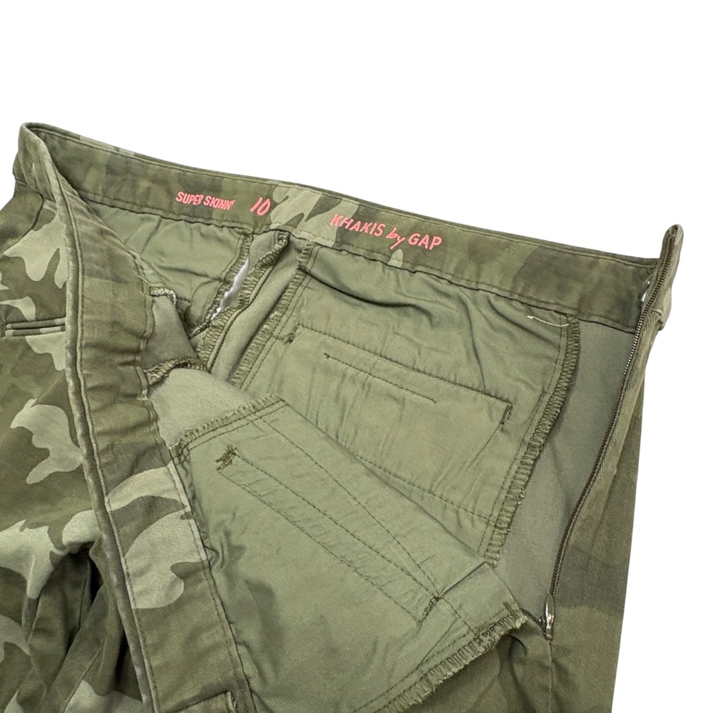 GAP Khakis Women‎ 10 Green Camo Super Skinny Ankle Zip Camouflage Pants - Picture 10 of 11